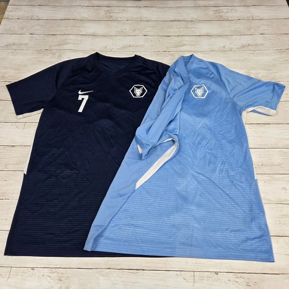 Nike Soccer Jersey Men Large Navy Blue Light Blue 894293 #7‎ Wolf Crest 7 Lot 2